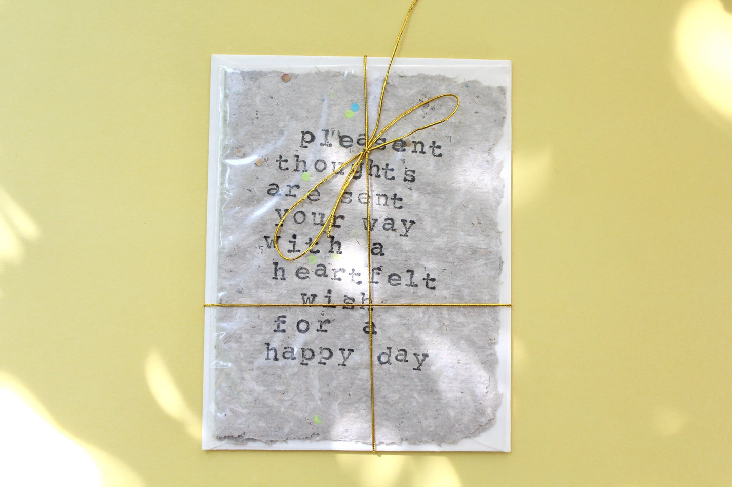 Handmade Paper Birthday Card 4-Pack with Stamped Messages