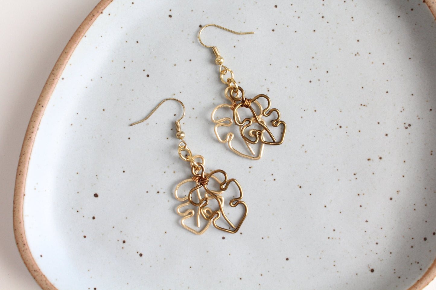 wire earrings | two leafs