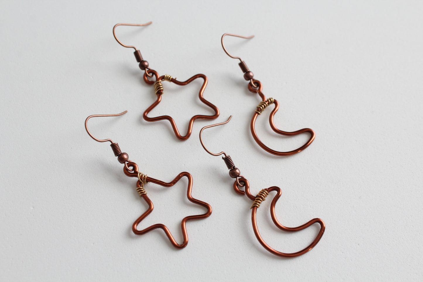 wire earrings | stars & moons