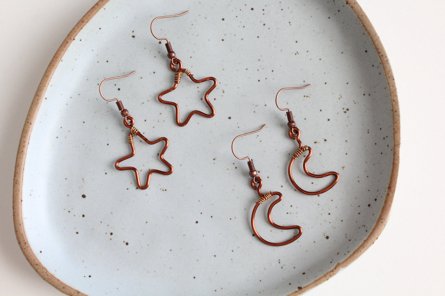 wire earrings | stars & moons