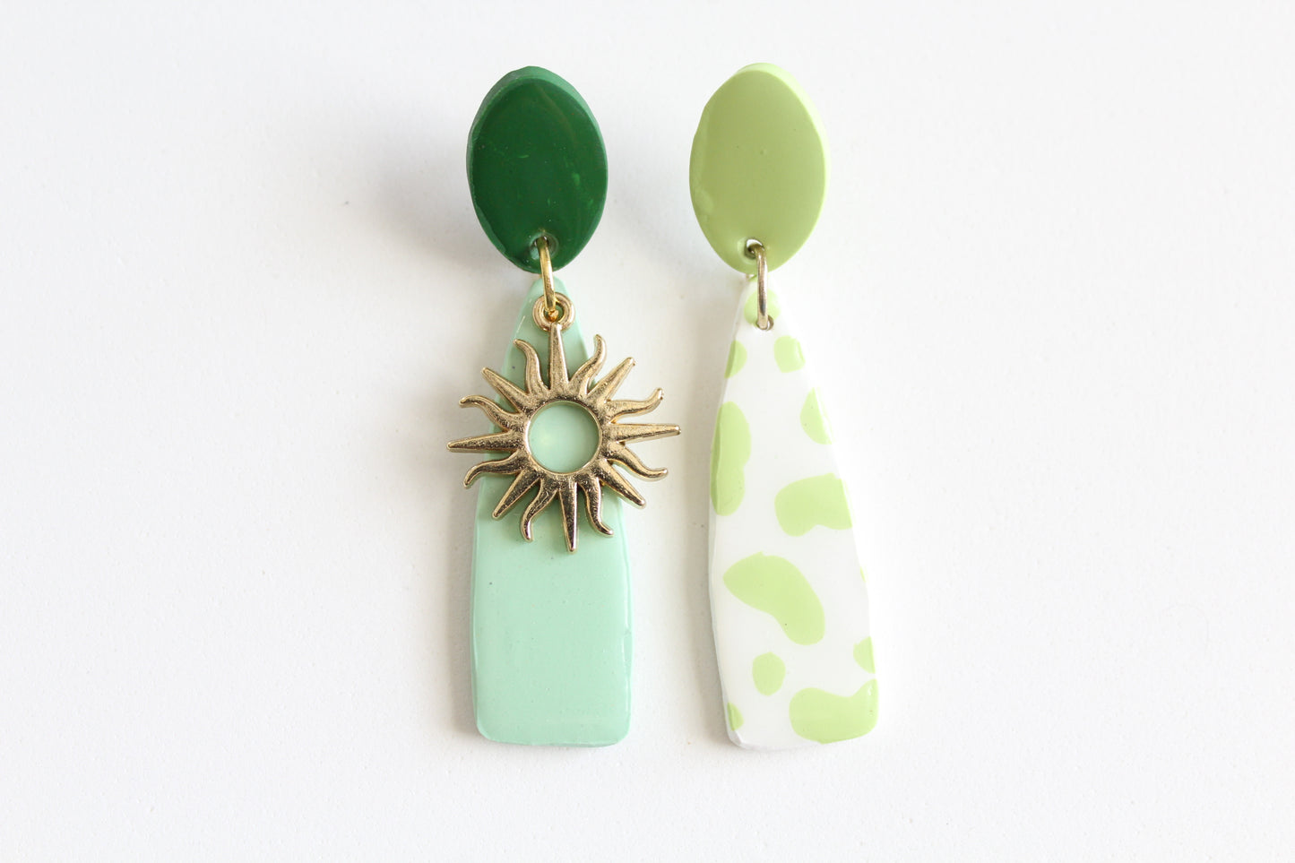 clay earrings | two-toned long