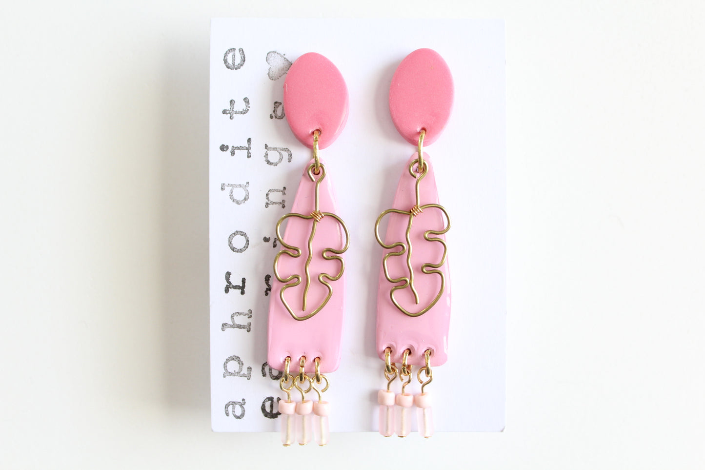 clay earrings | two-toned long