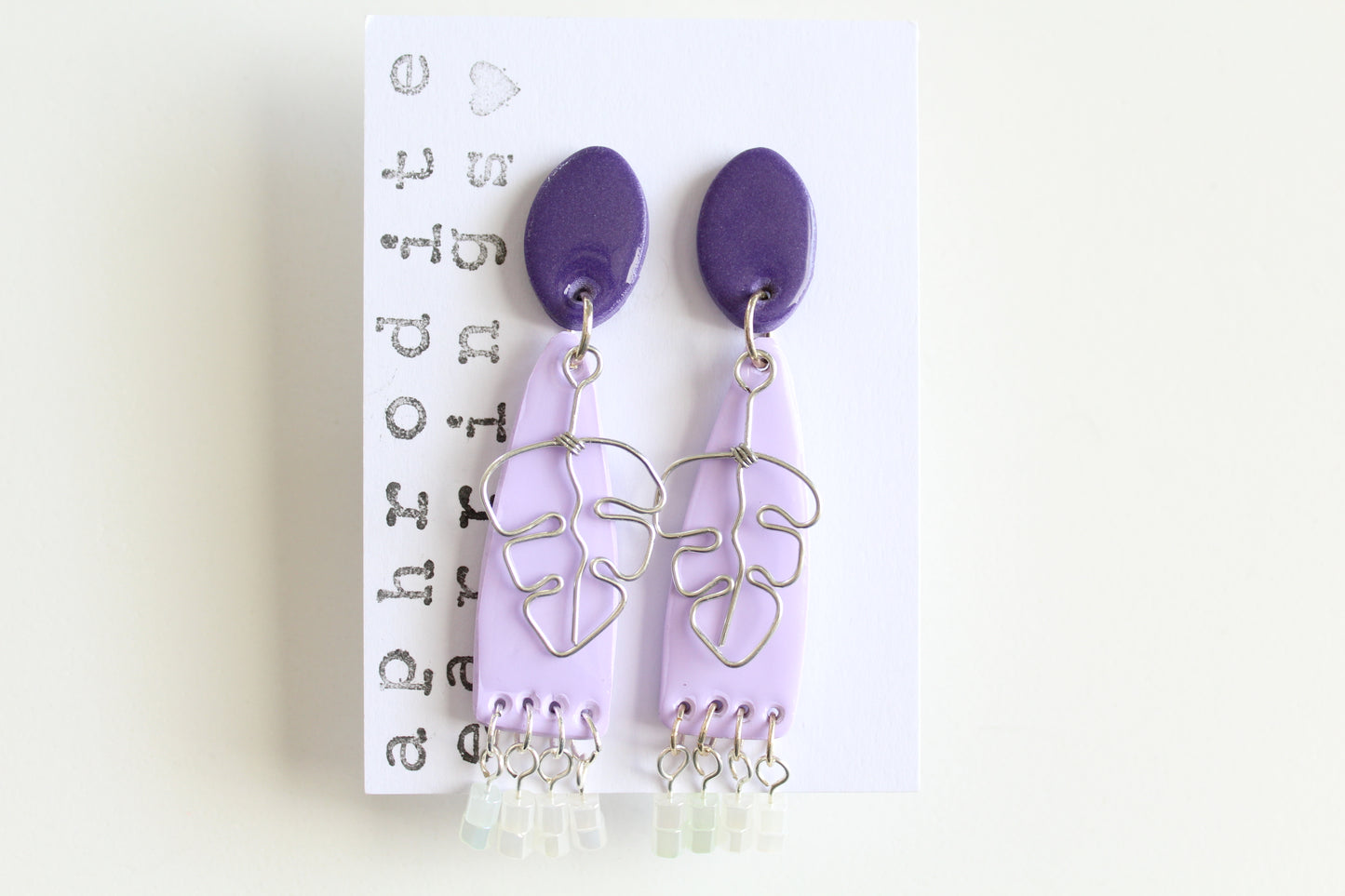 clay earrings | two-toned long