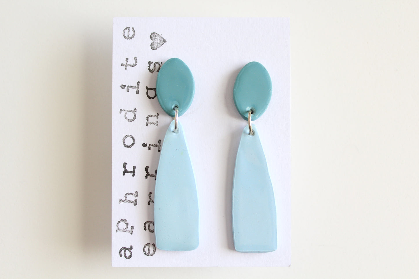 clay earrings | two-toned long