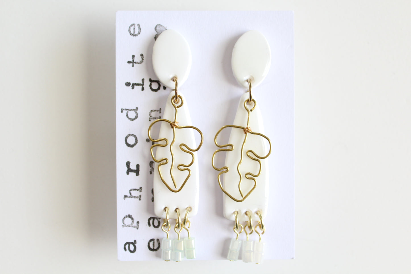 clay earrings | two-toned long