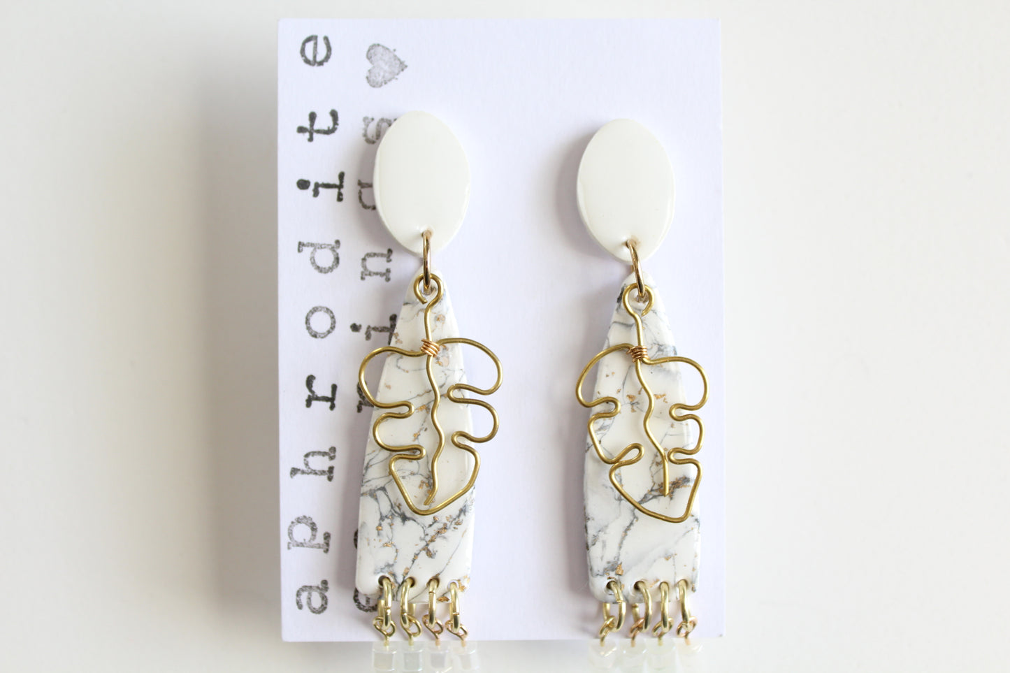 clay earrings | two-toned long