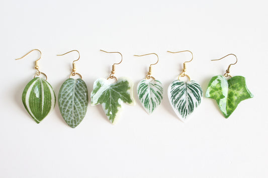 realistic leaf earrings