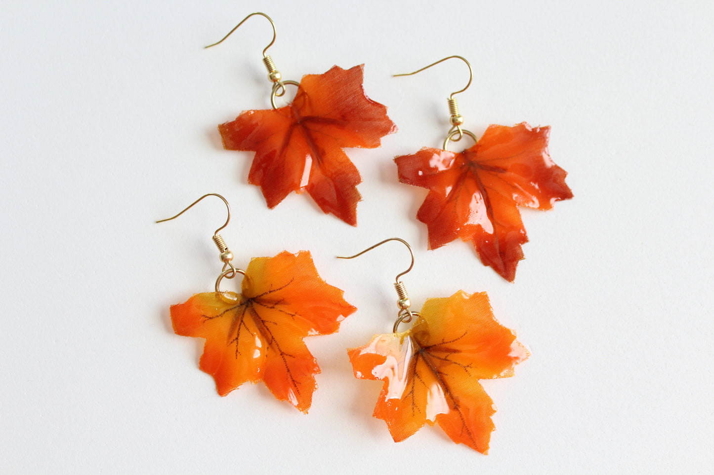 realistic leaf earrings