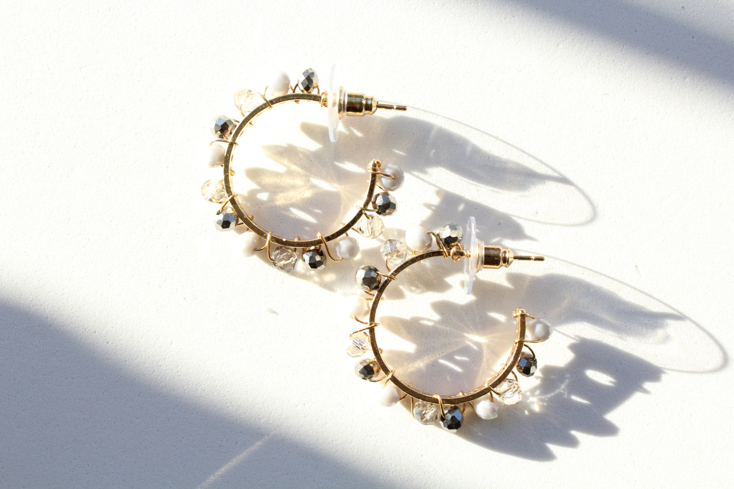 small gold pearl hoops