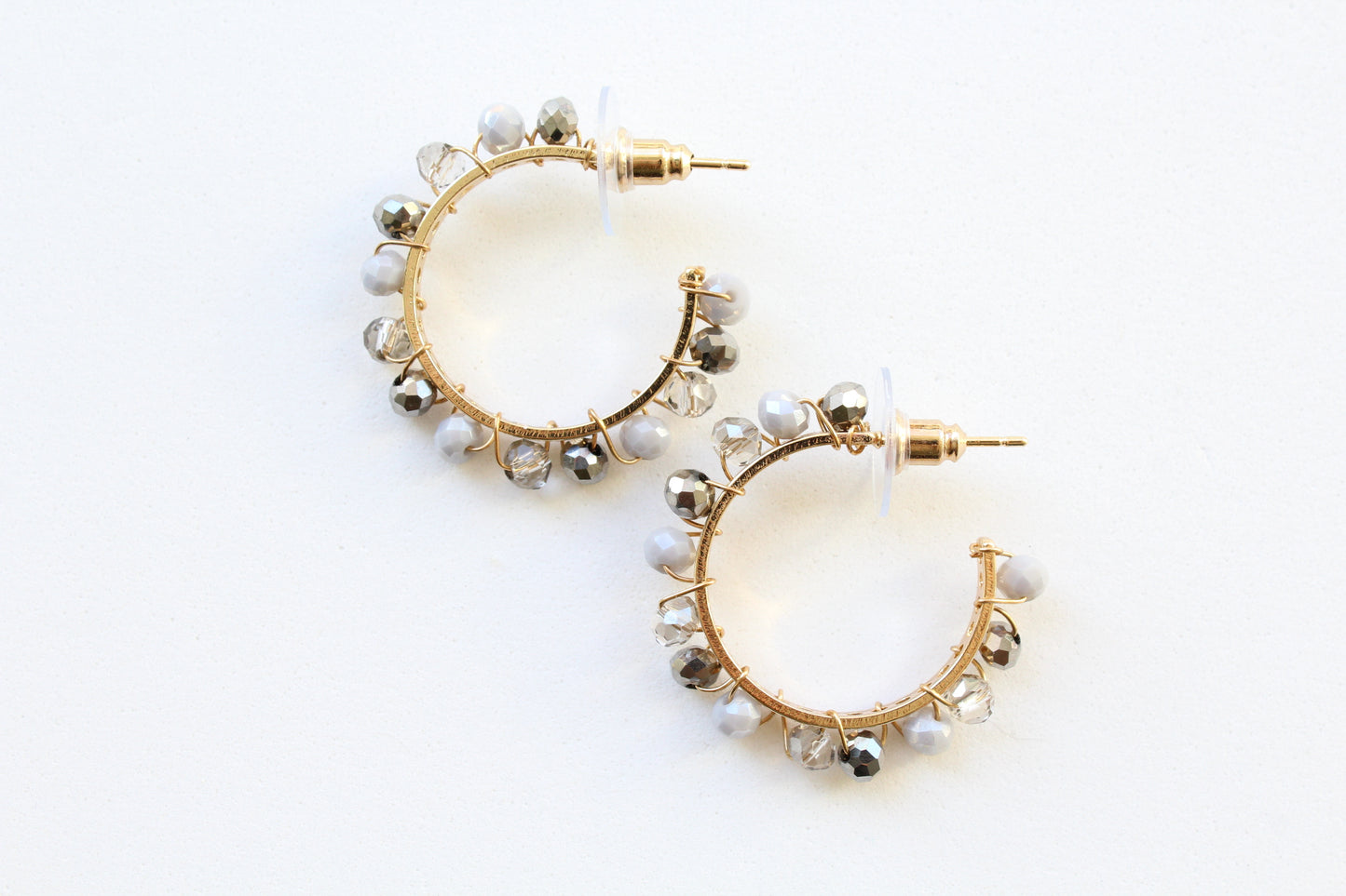 small gold pearl hoops