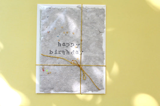 Handmade Paper Birthday Card 4-Pack with Stamped Messages